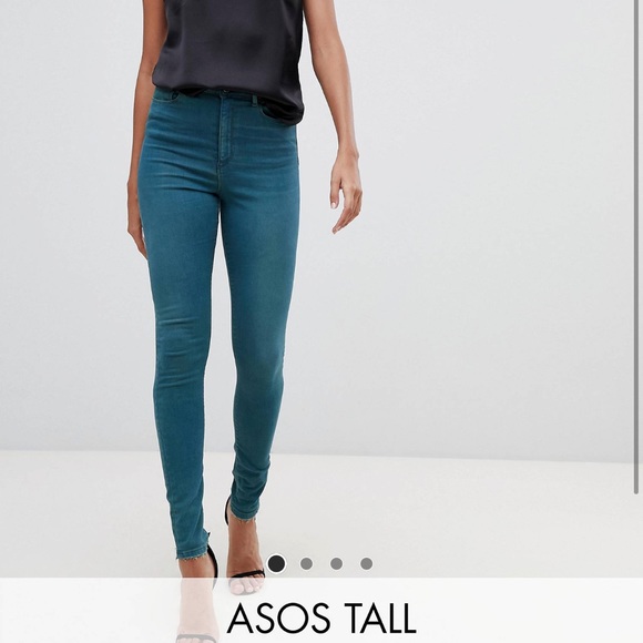 ASOS DESIGN tall Ridley high waisted skinny jeans in green tone - Picture 4 of 9